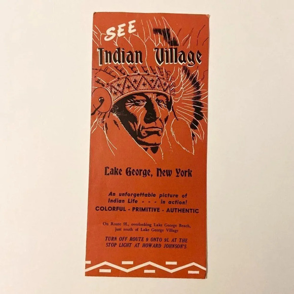 Vintage Indian Village Lake George New York Brochure Travel Guide  Map - Picture 1 of 11